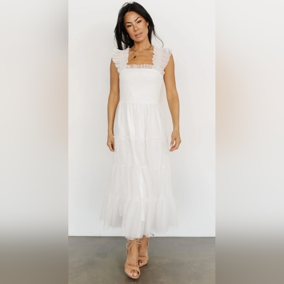 Baltic Born | Emma White Smocked Tulle Dress Size Large NWOT - Picture 1 of 9